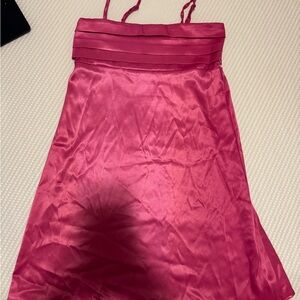 Hot Pink Satin Spaghetti Strap Dress - New Without Tags